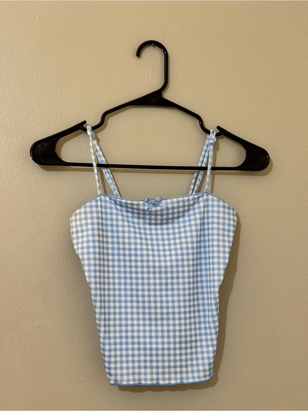 Madden Girl Light Blue Gingham Spaghetti Strap Top